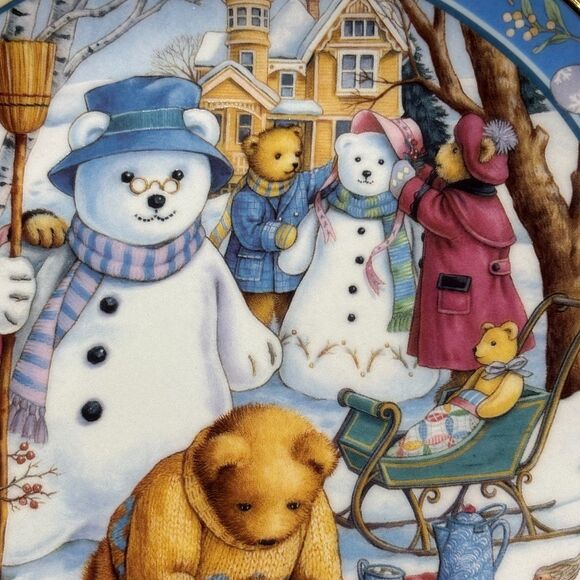 Royal Doulton Teddy Bear Winter Wonderland Plate Linda Griffith Franklin Mint 8" - Picture 4 of 7